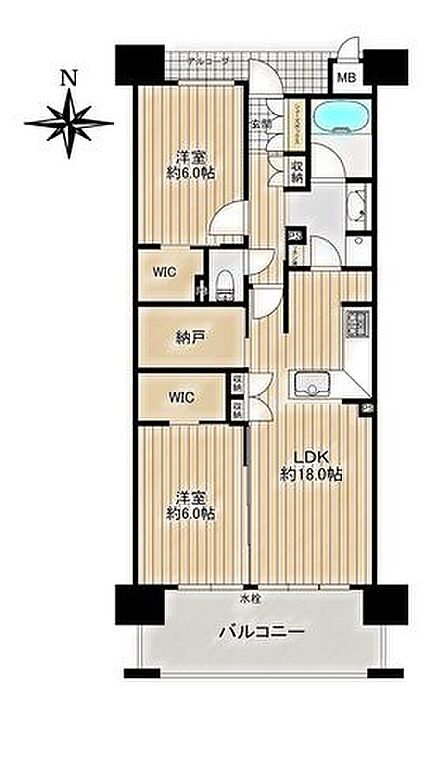 ◆全居室6帖以上のゆとりのある間取◆ウォークインクローゼット2か所+納戸完備◆バルコニーに水栓有