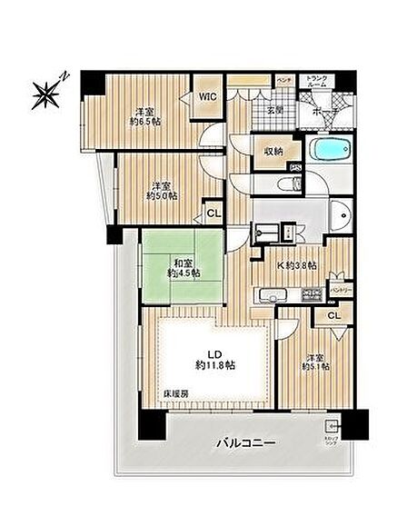 ◇4SLDK◇収納充実♪◇トランクルーム付き◇陽当たり良好のL字バルコニー