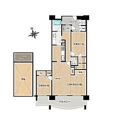 リビオ上名和B棟 2LDKの間取図画像