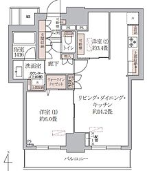品川タワーフェイス 2LDKの間取図画像