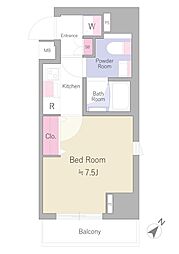 ジェノヴィア新宿中落合スカイガーデン 1Kの間取り