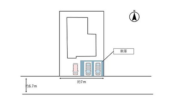 【リフォーム中】区画図です。車庫を解体し並列3台分の駐車スペースにリフォームを行います。