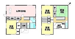 中古戸建 東近江市聖和町 4SLDKの間取り