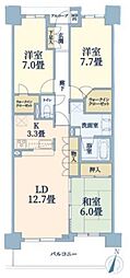レクセルプラッツァ京王堀之内 3LDKの間取図画像
