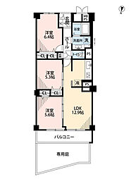 三ツ池台マンション 3LDKの間取図画像