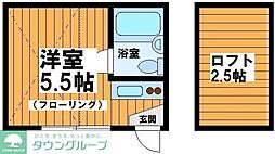 小倉ハイツ 2階ワンルームの間取り