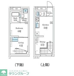 Fika代々木上原 2階1LDKの間取り