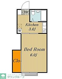 コーポ秋元 1階1Kの間取り