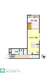 ブライトヒル 2階1DKの間取り