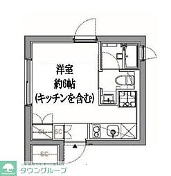 ミレドゥーエ三軒茶屋 4階ワンルームの間取り