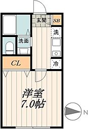 アルベフィオーリ北沢 2階1Kの間取り