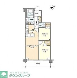 KDXレジデンス尾山台 1階2LDKの間取り