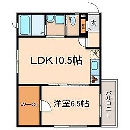 ミルクリークヴィリーヴ 1階1LDKの間取り