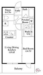 ラ・ミアカーサ東中野 5階1LDKの間取り
