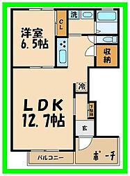アムール成城 1階1LDKの間取り