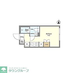 ガーデンレジデンス恵比寿 1階ワンルームの間取り