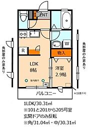 Sun　demeure　B 1階1LDKの間取り