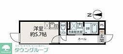 ピースフルパレス世田谷 5階ワンルームの間取り