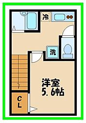 リブリ・宮坂 2階1Kの間取り