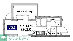 スタイルレジデンス渋谷笹塚 4階ワンルームの間取り