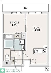 エルファーロ下北沢II 3階1LDKの間取り