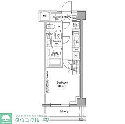 ザ・パークハビオ神泉 2階1Kの間取り
