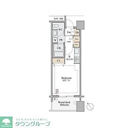 シャレール広尾　1号棟 2階1Kの間取り