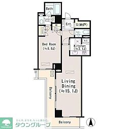 恵比寿ガーデンテラス弐番館 10階1LDKの間取り