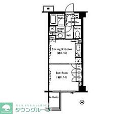 パークアクシス目黒本町 3階1DKの間取り