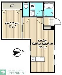 東急東横線 祐天寺駅 徒歩5分の賃貸マンション 1階1LDKの間取り