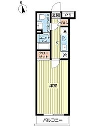 スカイコート下北沢壱番館 3階1Kの間取り