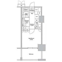 コンフォリア渋谷ＷＥＳＴ 7階1Kの間取り