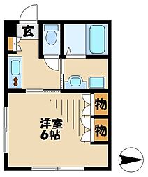 コンフォートＮ-1 2階1Kの間取り
