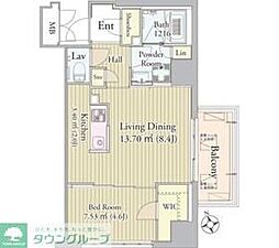 グロリアス西荻窪 6階1LDKの間取り