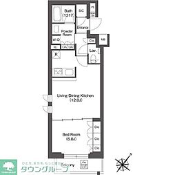 レフィールオーブ代々木 3階1LDKの間取り