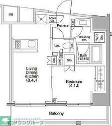 ザ・パークハビオSOHO代々木公園 4階1LDKの間取り