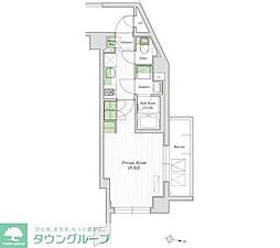 アーバネックス原宿 3階1Kの間取り