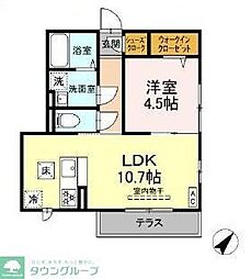 サニーサイドリバー 101 1階1LDKの間取り