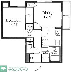 渋谷本町マンション 1階1LDKの間取り