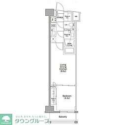 ザ・パークハビオSOHO代々木公園 1LDKの間取図画像