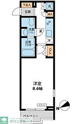 パシフィックコート目黒南 1Kの間取図画像