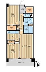 HF若林公園レジデンス 2LDKの間取図画像