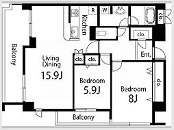 ガーデン杉並方南 2LDKの間取図画像