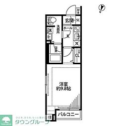 プレール・ドゥーク渋谷幡ヶ谷2 1Kの間取図画像