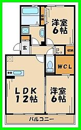 コモレビ大蔵F 2LDKの間取図画像