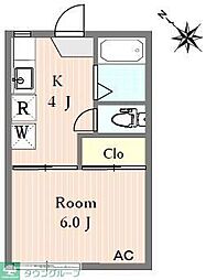 アベニューフラットB 1Kの間取図画像