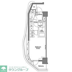 ザ・パークハビオSOHO祐天寺 1Kの間取図画像