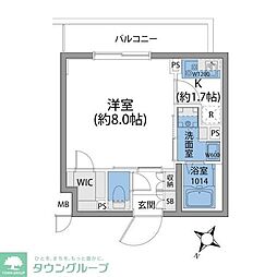 レジデンスコート世田谷若林 1Kの間取図画像
