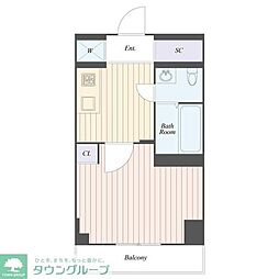 プレール・ドゥーク渋谷幡ヶ谷 1Kの間取図画像