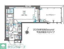 ZOOM新宿南Second 1Kの間取図画像